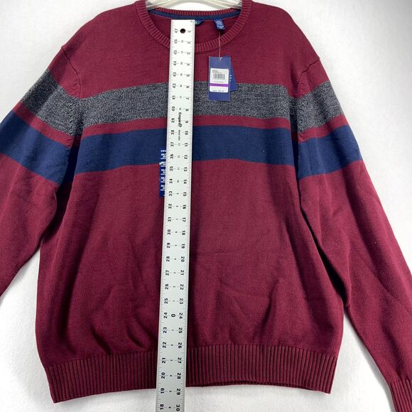 IZOD Men's Velvet Maroon 2X Large‎ Crew Neck Stripe Sweater NWT MSRP $65 - Picture 9 of 10